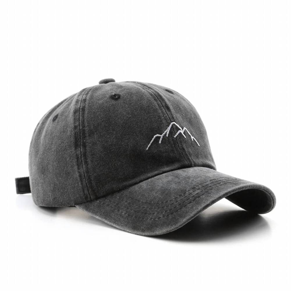 NEW ACCITY women's vintage washed distressed mountain embroidery cap in black